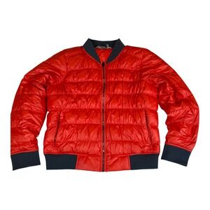 Athleta Red Quilted Bomber Jacket Lightweight Goose Down Fill XL